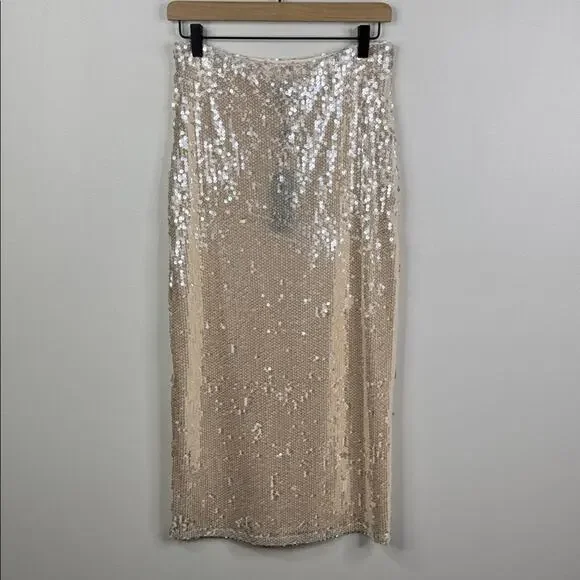 Gianni Bini Kate Sequin Maxi Skirt Dove Silver NWT Size Small Holiday Party - Picture 4 of 6